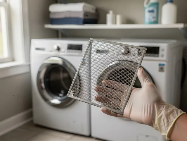 Plainville Dryer Vent Cleaning specialist performing detailed lint trap cleaning service in Plainville